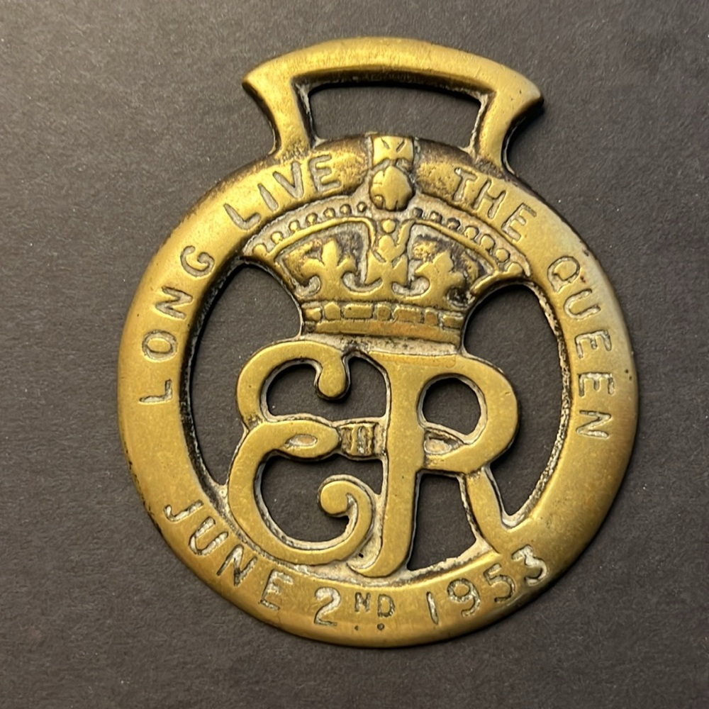 Royal Memorabilia Queen Elizabeth Brass Horse Medallion June 2nd 1953